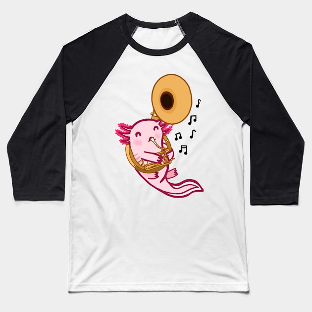 Sousaphone Axolotl Baseball T-Shirt by Artstuffs121